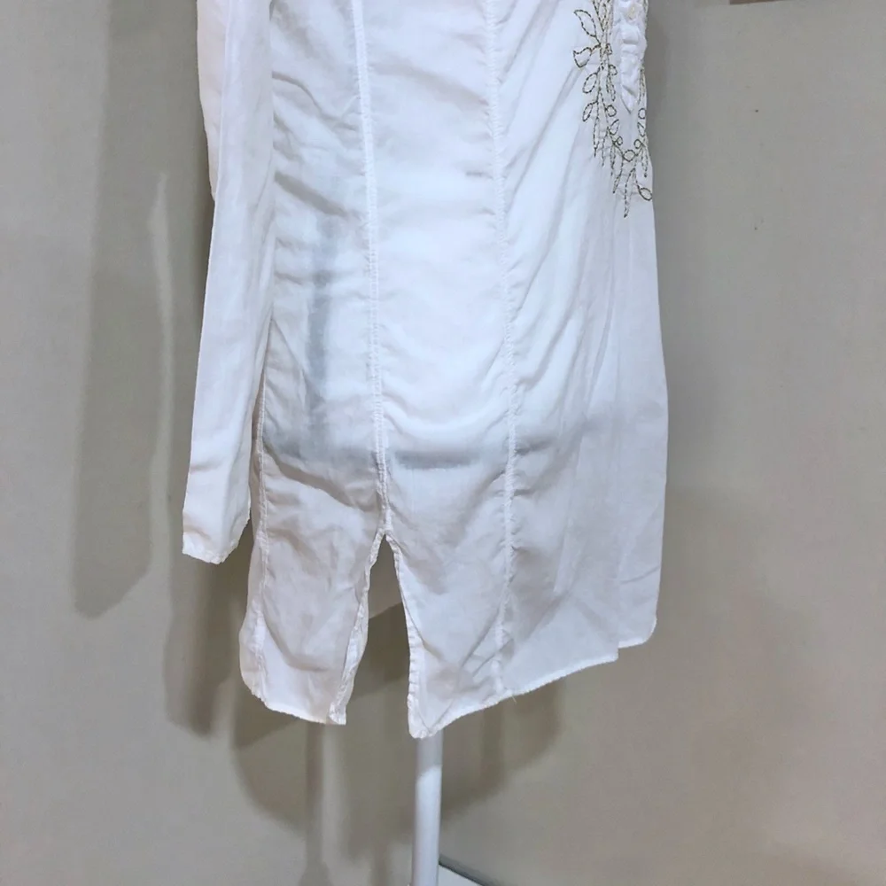 *J. CREW* White Embroidered Long Sleeve Top Size XS